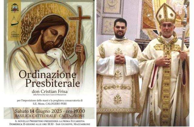 Caltagirone. Il giovane mazzarronese Don Cristian Frisa sarà ordinato 'Sacerdote' nella Cattedrale "San Giuliano", sabato 14 giugno